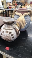 2 POTTERY VASES, DECOR