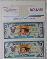 (10) Disney Dollars 1993 $1 Mickey Consecutive #s