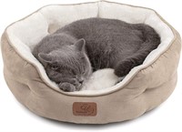 BedSure Small Round Solid Pet Bed 25x21x8", Brown