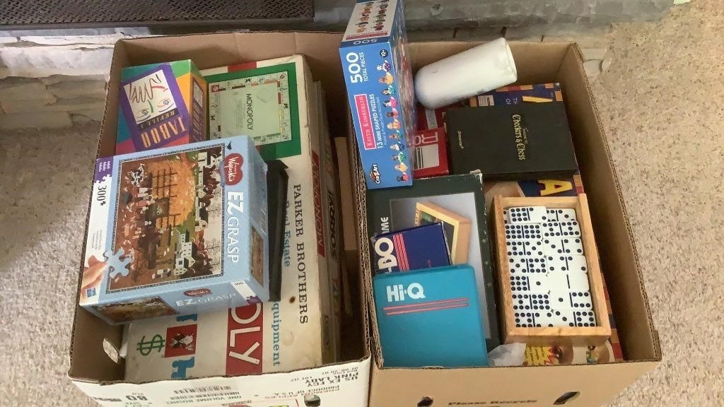 (2) Boxes Of Board Games & Puzzles
