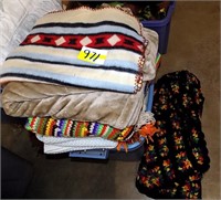 BOX LOT OF BLANKETS