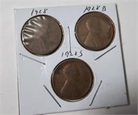 1928  P,D, & S Lincoln 1 Cent Coins