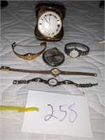 LOT OF WATCHES AND TRAVEL CLOCK