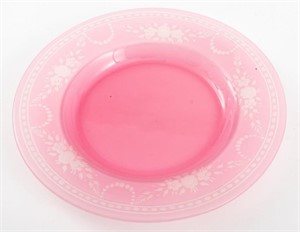 Carder Steuben Rose Quartz Glass Engraved Dish