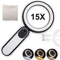 Magnifying Glass with 21 LED Lights, 15 x USB