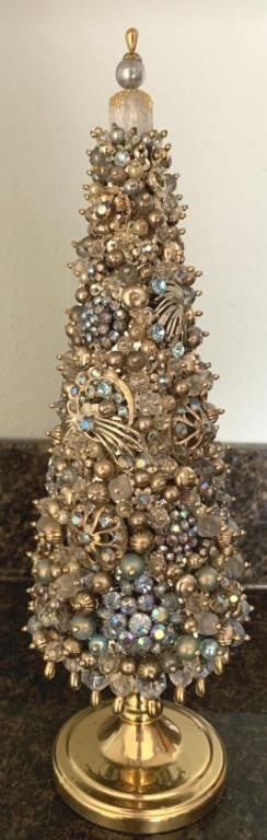 Christmas Tree Made From Vintage Jewelry & Beads