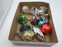 Box lot of MCM and VTG mercury glass ornaments