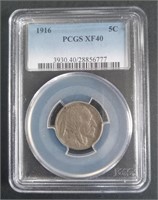 1916 Buffalo Nickel, Graded XF40
