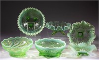 ASSORTED PRESSED OPALESCENT GLASS BOWLS, LOT OF