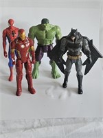 VTG 11" SUPER HEROS FIGURINES-HULK,BATMAN,SPIDERMA