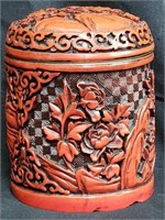 Asian cinnabar tea caddy