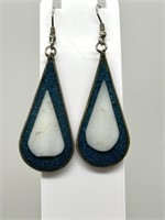 Alpaca Turquoise & MOP Dangle Earrings