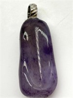 Sterling Silver Chunky Purple Quartz Pendant