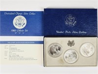 Uncirculated 1983 Silver Dollar 3 Coin Set