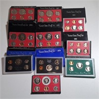 10 United States Proof Sets: 1970 - 1990