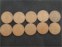 1920-36 Canadian King George V Penny Lot (10)