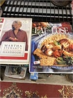 Two cookbooks, Martha Stewart and Betty Crocker,