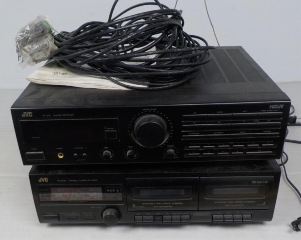JVC double cassette deck and AM/FM receiver.