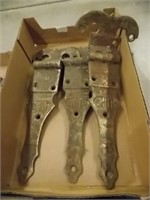 3 large Smith brass industrial hinges, 12"