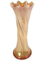Ribbled Spiralex Opalescent Carnival Glass Vase