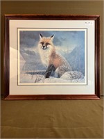 Fox in Snow Print Signed Glazier