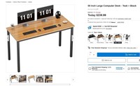 W546  55in Large Computer Desk Teak  Black