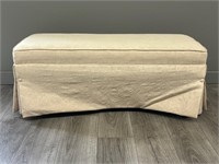 Ivory Brocade Upholstered Bench