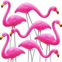 JOYIN Set of 10 Small Pink Flamingo Yard Ornament