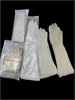 Nice Lot of Antique Leather/Cloth White Gloves