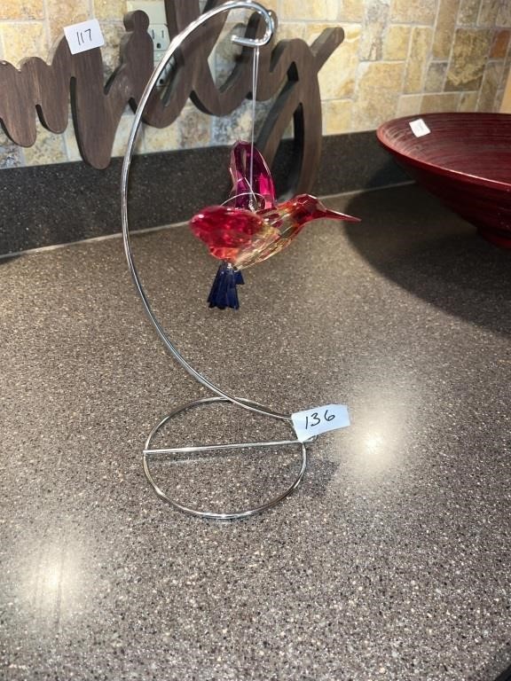 Glass Hummingbird with stand 11in