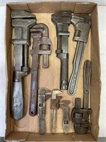 LOT OF 8 VINTAGE PIPE WRENCHES