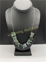 STERLING SILVER GREEN STONE NECKLACE