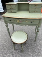 PAINT DECORATED DESK WITH STOOL