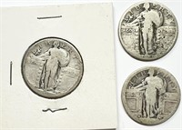 Lot of (3) Silver Standing Liberty Quarters