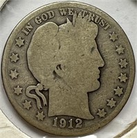 1912-S Silver Barber Half Dollar
