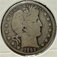 1892-O Silver Barber Half Dollar