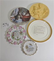 Lot of 9 Decorative Plates, Apology Come In