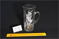 Vintage Glass Pitcher w/Pastel Floral Design