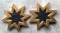 Pair of wooden gold painted 8-pointed star mirrors