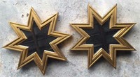 Pair of wooden gold painted 8-pointed star mirrors