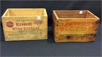 Lot of 2 Wood Adv. Ammo Boxes Including