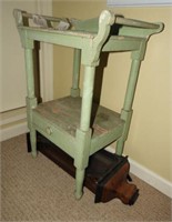 Antique wash stand with single drawer in green