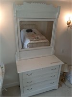 ANTIQUE DRESSER WITH ROTATING ATTACHED MIRROR
