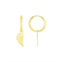 14k Gold Angel Wings Hoop Earrings