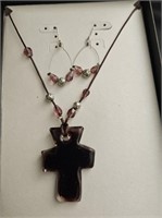 set of cross necklace & earrings