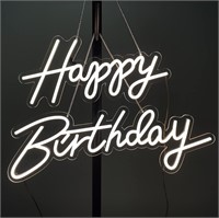 37x8 Birthday Neon Sign_White for Club
