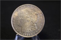 1921 Toned UNC Morgan Silver Dollar