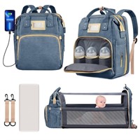 C470  GPED Diaper Bag Backpack with Crib, (Dark Bl