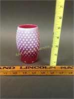 Fenton Cranberry Opalescent Glass Hobnail Tumbler