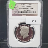 NGC 2015-S PF70 Ultra Cameo Clad JFK Half $1
